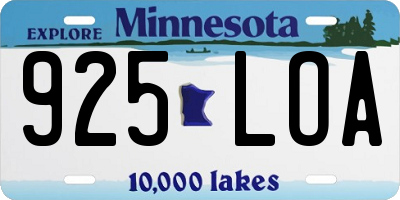 MN license plate 925LOA