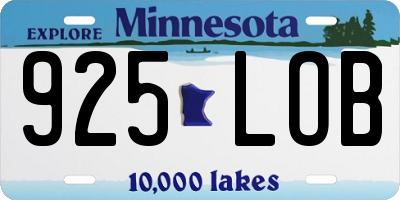 MN license plate 925LOB