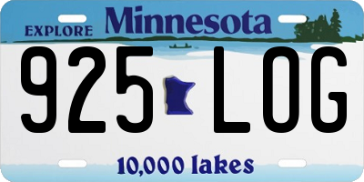 MN license plate 925LOG