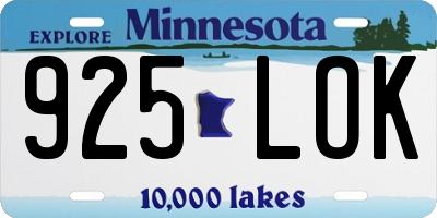 MN license plate 925LOK