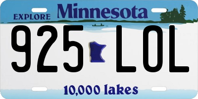 MN license plate 925LOL