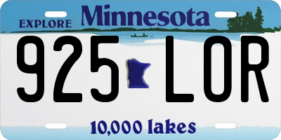 MN license plate 925LOR