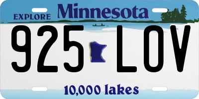 MN license plate 925LOV