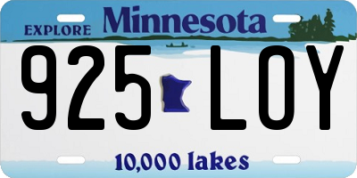 MN license plate 925LOY