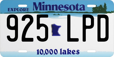 MN license plate 925LPD
