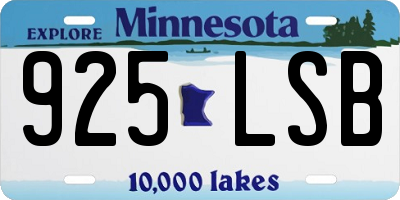 MN license plate 925LSB