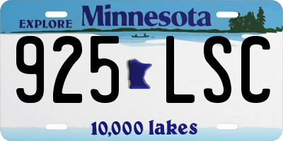 MN license plate 925LSC