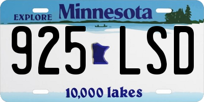 MN license plate 925LSD