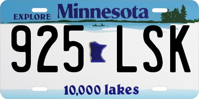 MN license plate 925LSK