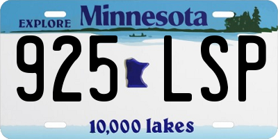 MN license plate 925LSP