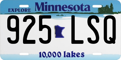 MN license plate 925LSQ