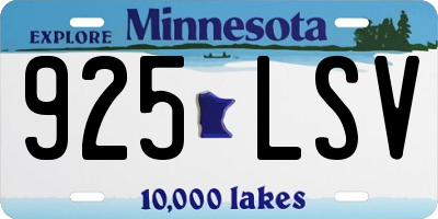 MN license plate 925LSV