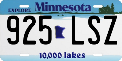 MN license plate 925LSZ