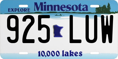 MN license plate 925LUW