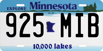 MN license plate 925MIB