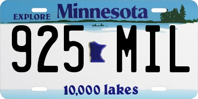 MN license plate 925MIL