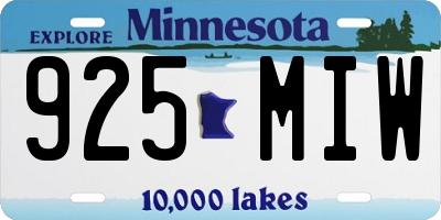 MN license plate 925MIW