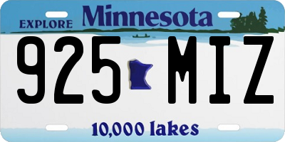 MN license plate 925MIZ