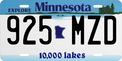 MN license plate 925MZD