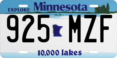 MN license plate 925MZF