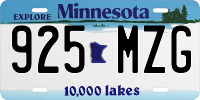 MN license plate 925MZG