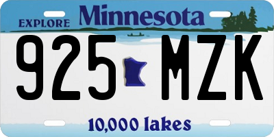 MN license plate 925MZK