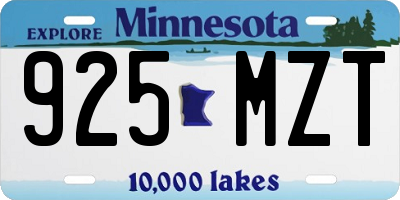 MN license plate 925MZT