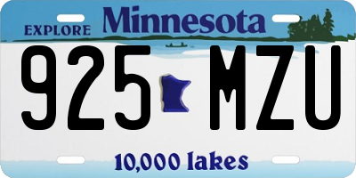 MN license plate 925MZU