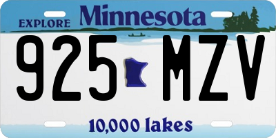 MN license plate 925MZV