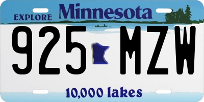 MN license plate 925MZW