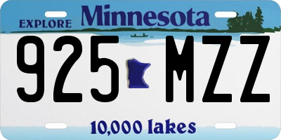 MN license plate 925MZZ