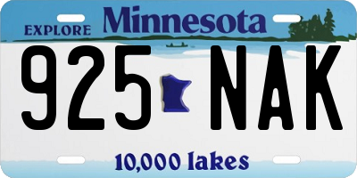 MN license plate 925NAK