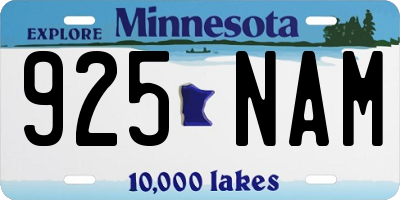MN license plate 925NAM