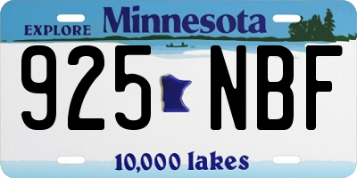 MN license plate 925NBF