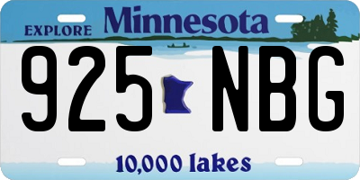 MN license plate 925NBG