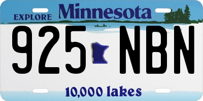 MN license plate 925NBN