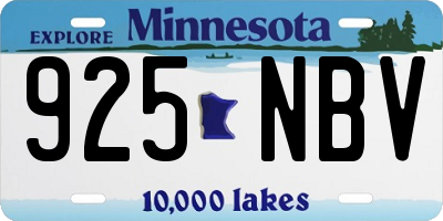 MN license plate 925NBV