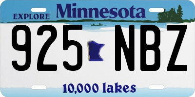 MN license plate 925NBZ