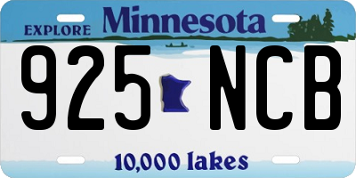 MN license plate 925NCB