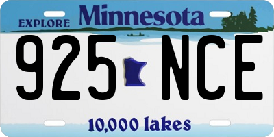 MN license plate 925NCE