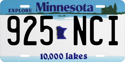 MN license plate 925NCI