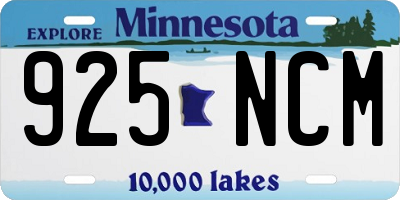 MN license plate 925NCM