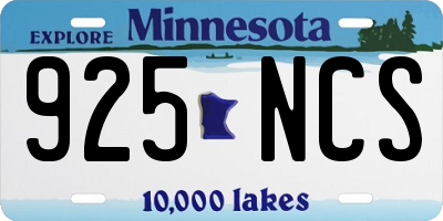 MN license plate 925NCS