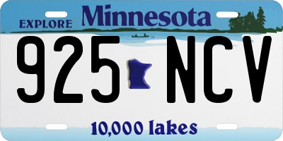 MN license plate 925NCV
