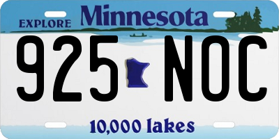 MN license plate 925NOC