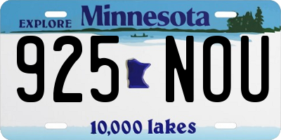 MN license plate 925NOU