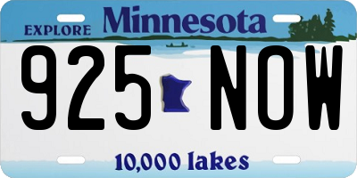 MN license plate 925NOW