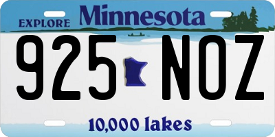 MN license plate 925NOZ