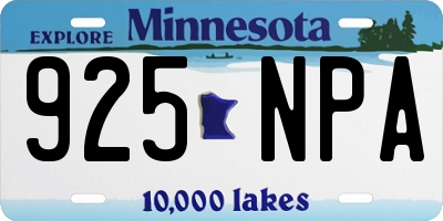 MN license plate 925NPA