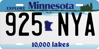 MN license plate 925NYA